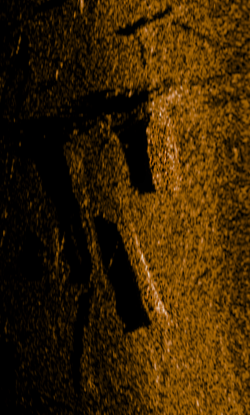 Side scan sonar of 10 ft - 12 ft long debris