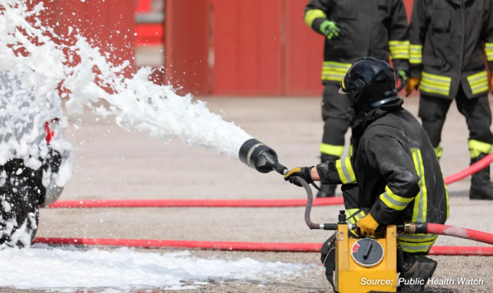Firefighters Using Spray Foam