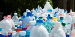 A veritable sea of multicolored plastic bottles, rife with PFAS compounds